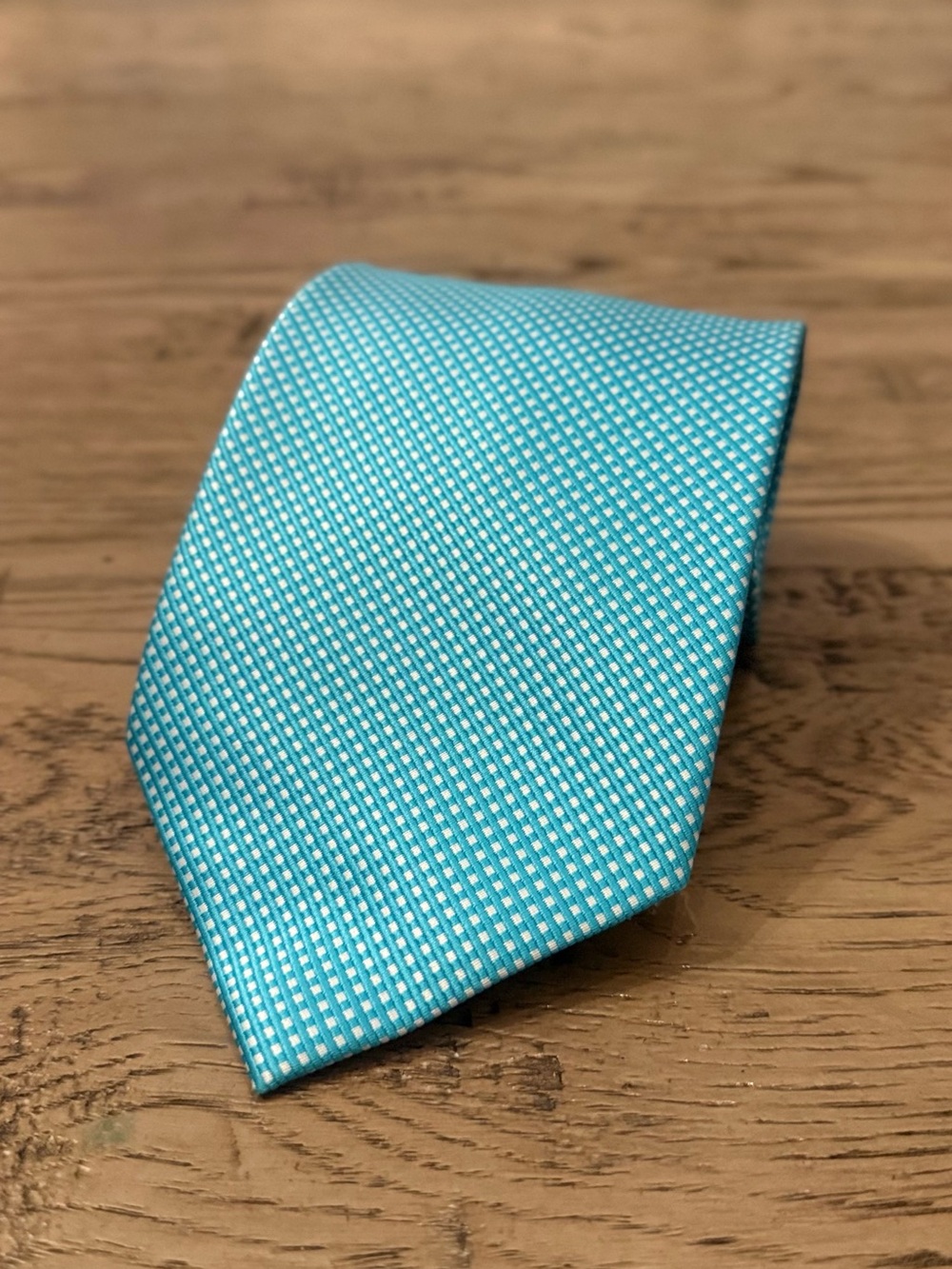 Ermenegildo Zegna Turquoise Micro-Check Silk Tie